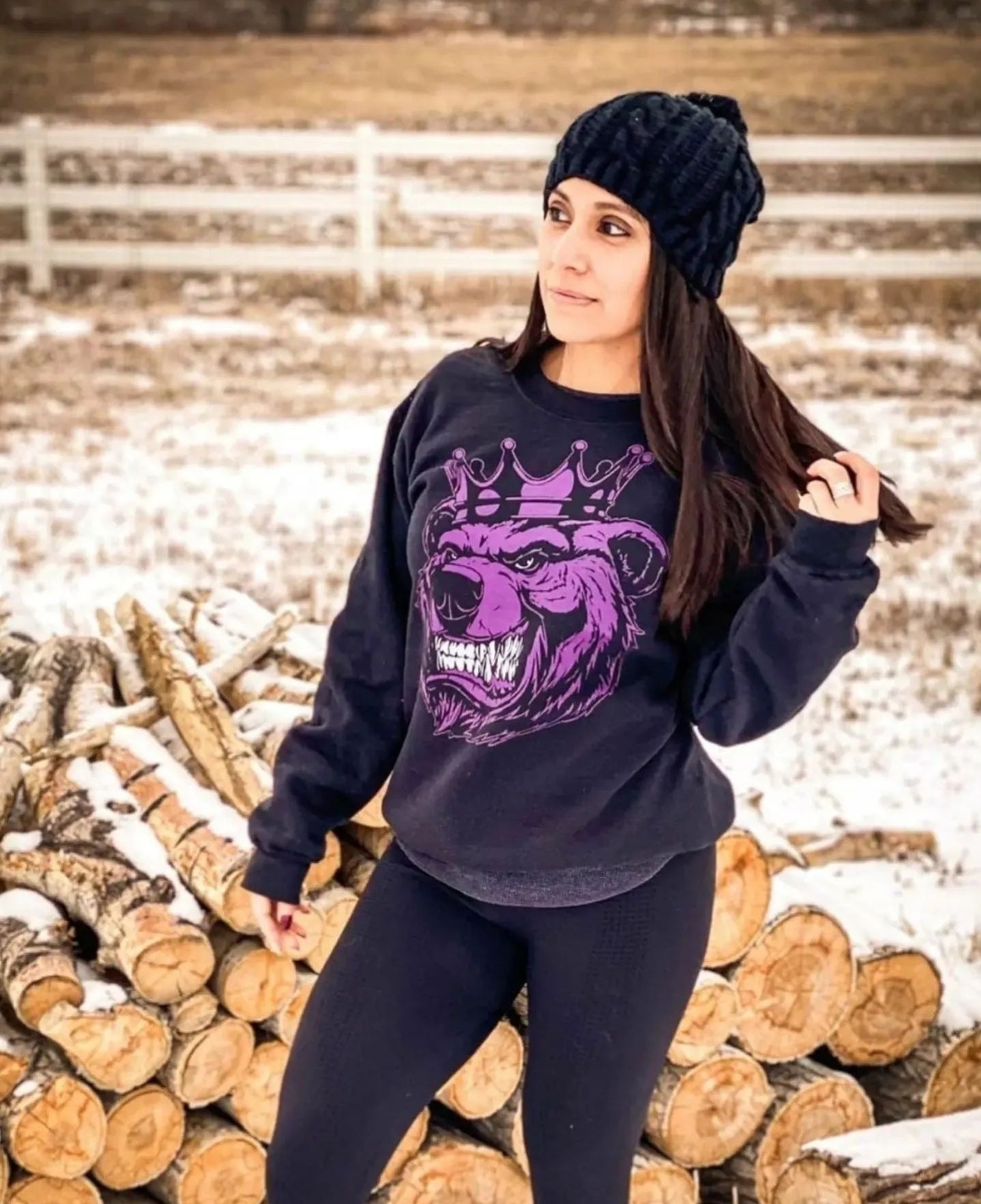 Pink Print Bear with Crown Sweatshirt - Bearclothing