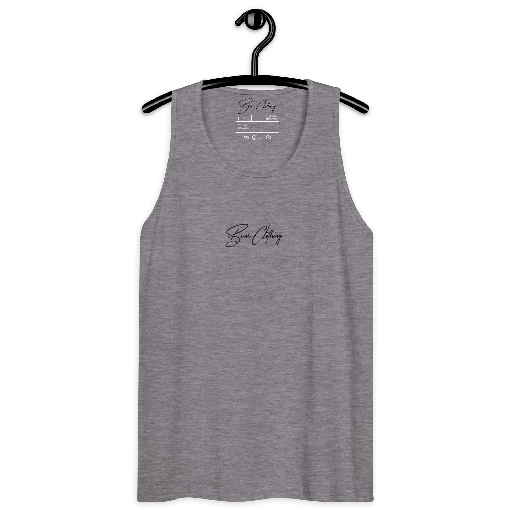 Black Signature Center Embroidery Premium Men's Tank Top - Bearclothing