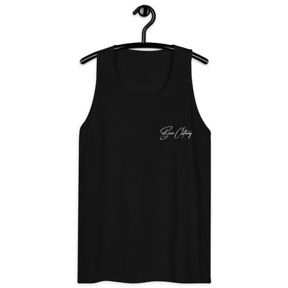 White Signature Embroidery Premium Men's Tank Top - Bearclothing