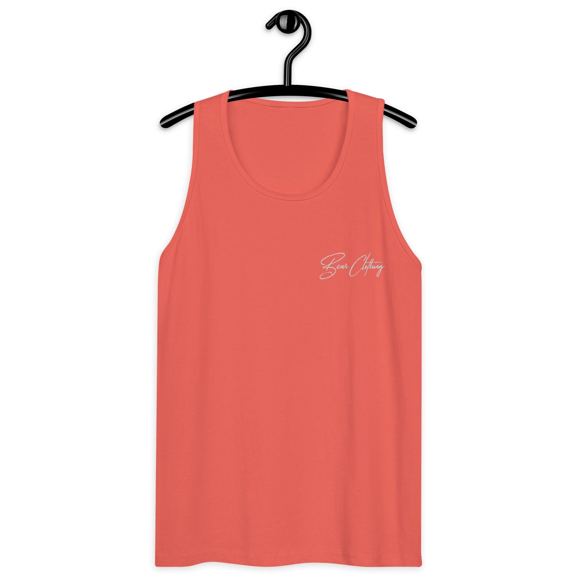 White Signature Embroidery Premium Men's Tank Top - Bearclothing