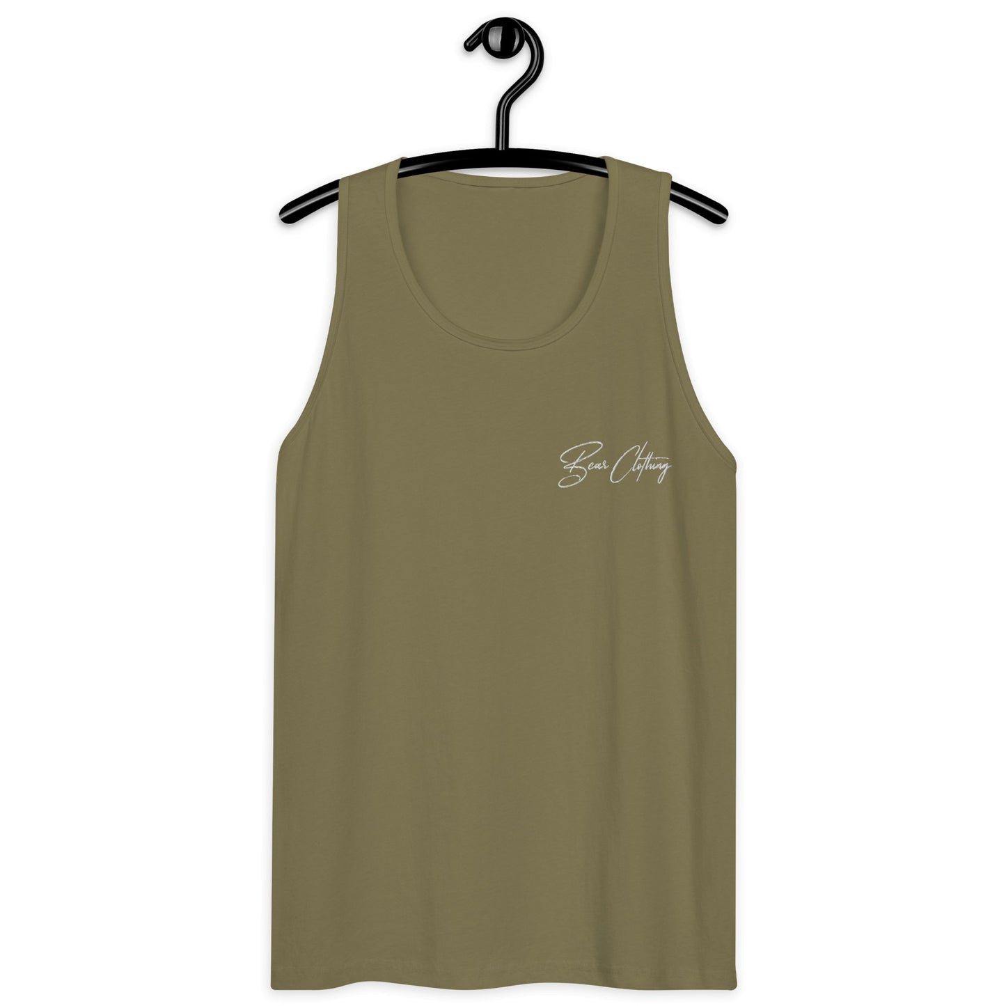 White Signature Embroidery Premium Men's Tank Top - Bearclothing