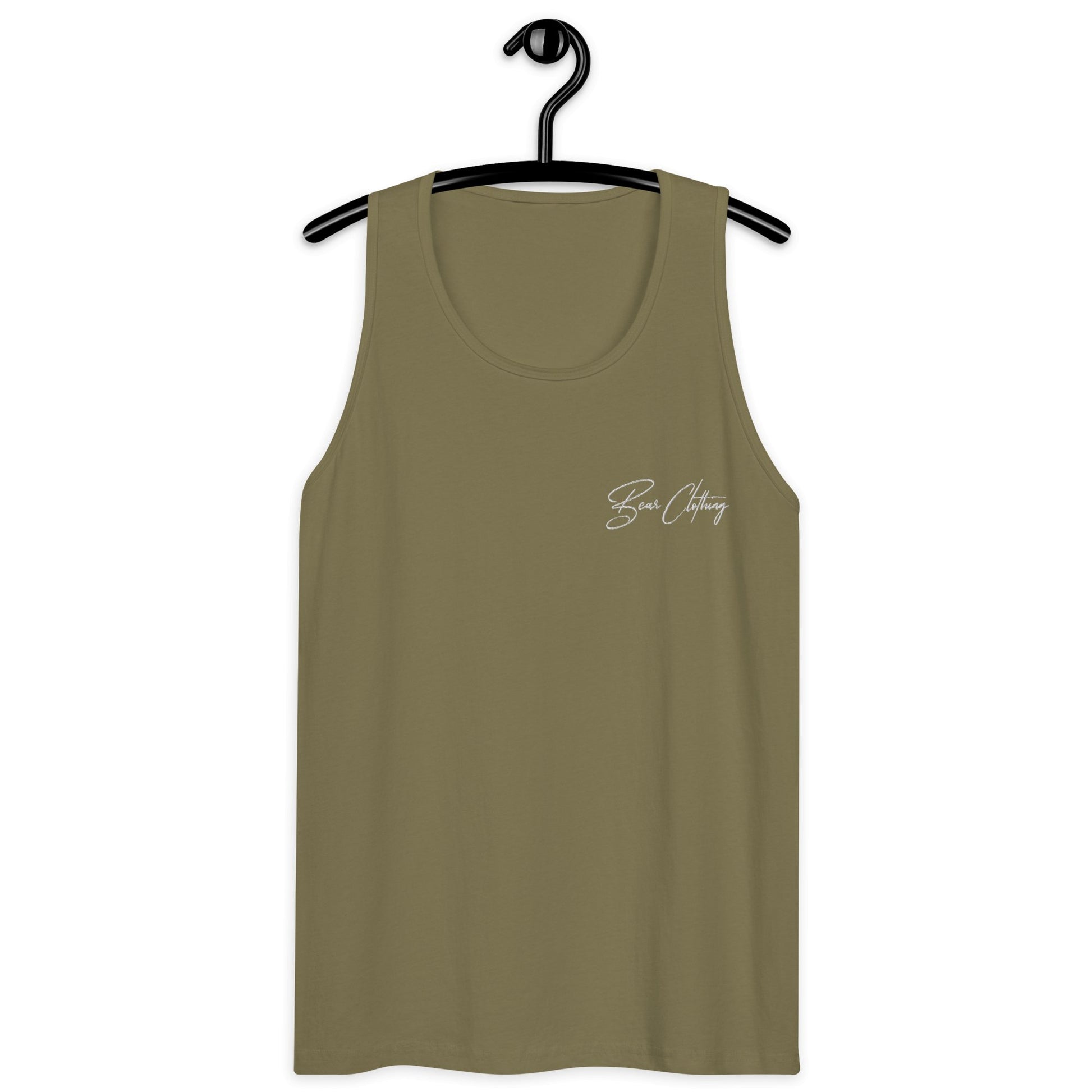 White Signature Embroidery Premium Men's Tank Top - Bearclothing