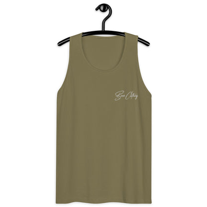 White Signature Embroidery Premium Men's Tank Top - Bearclothing