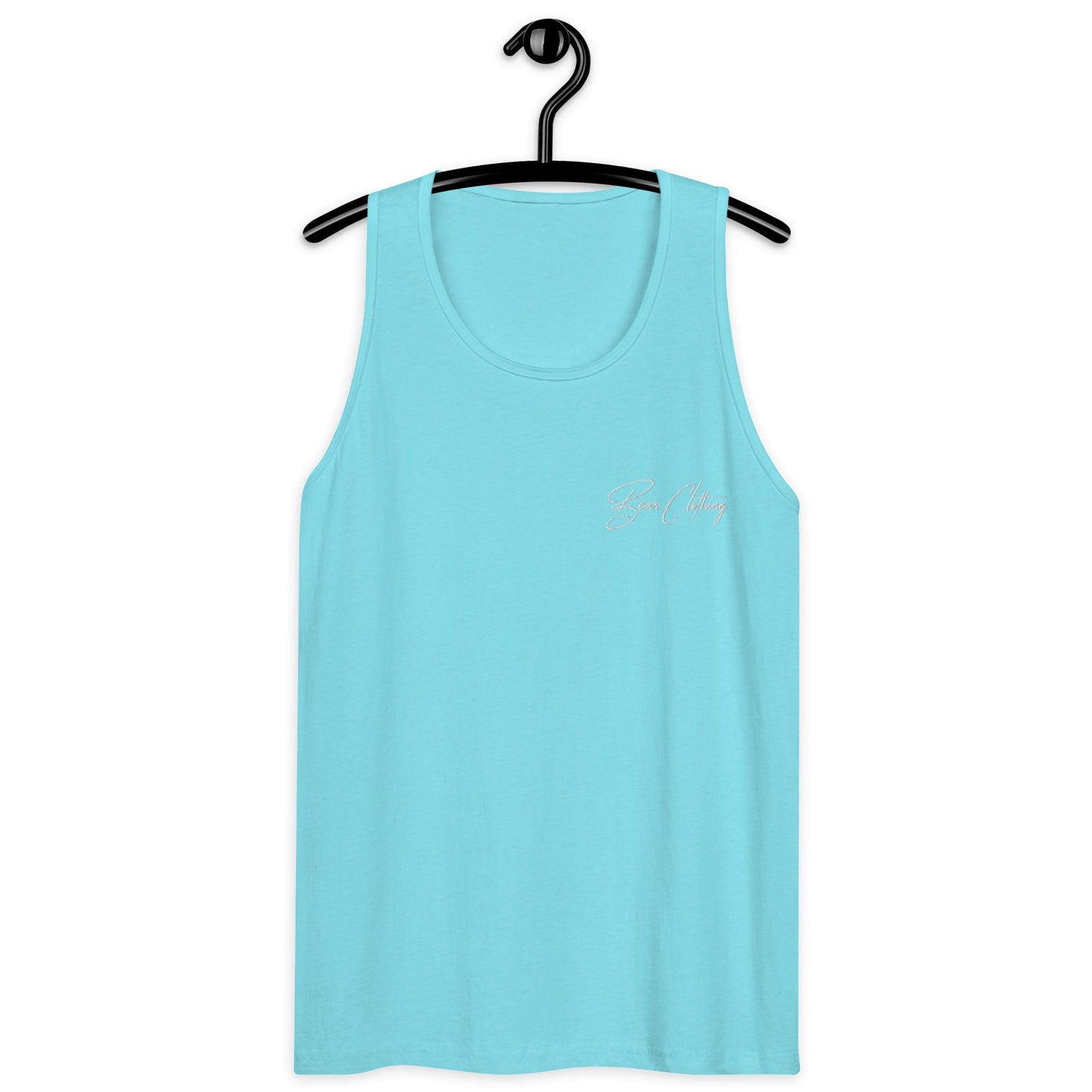 White Signature Embroidery Premium Men's Tank Top - Bearclothing