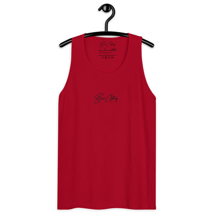 Black Signature Center Embroidery Premium Men's Tank Top - Bearclothing