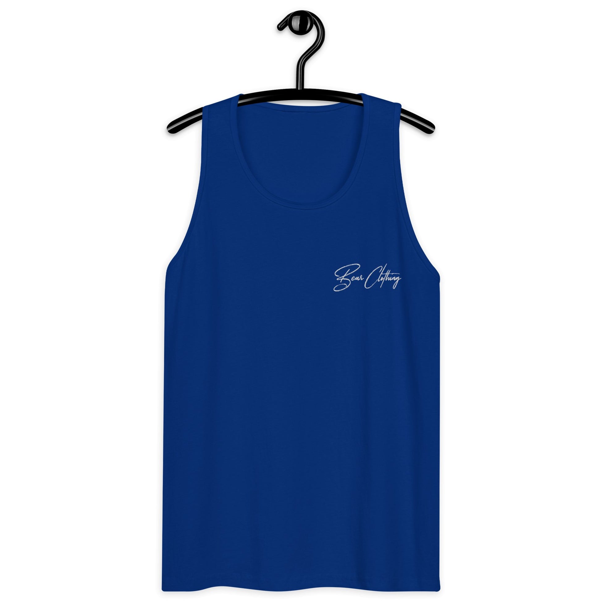 White Signature Embroidery Premium Men's Tank Top - Bearclothing