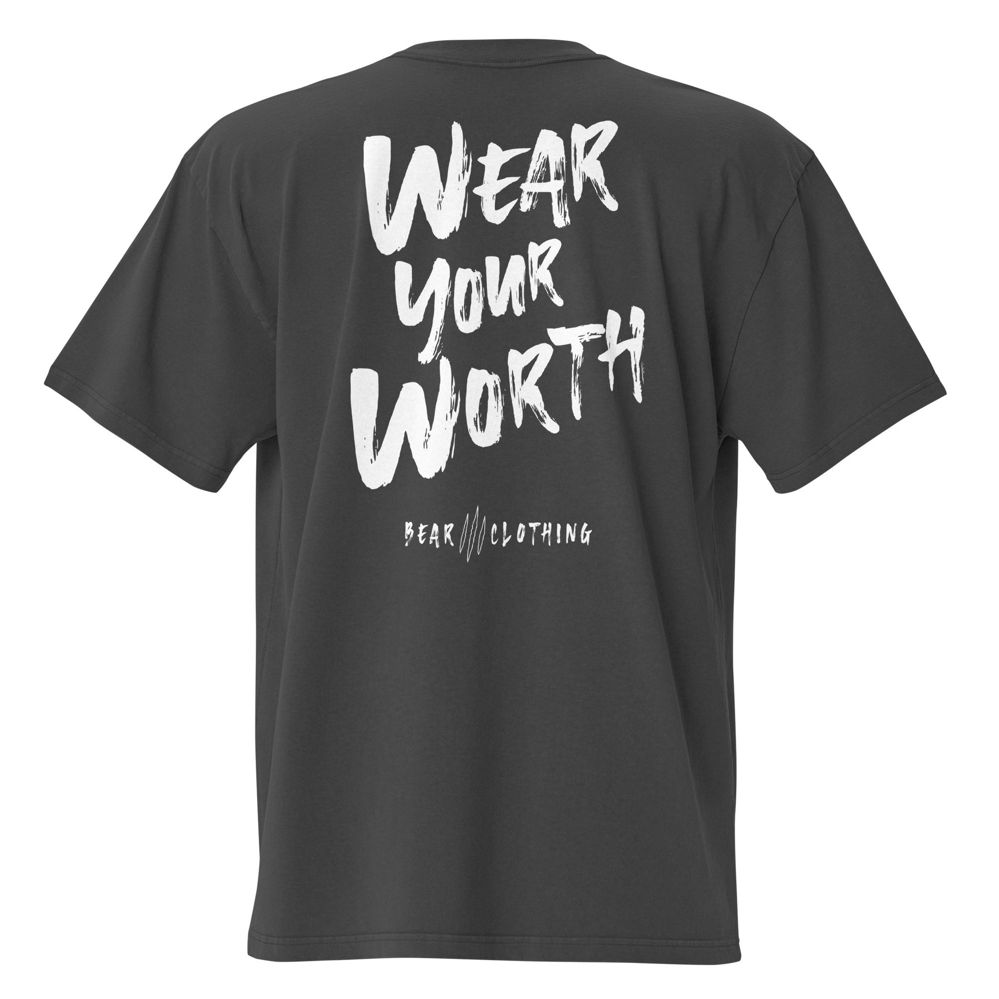 Oversized white wear your worth front and back faded t-shirt - Bearclothing