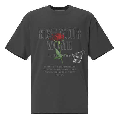 Oversize faded Rose Your Worth t-shirt - Bearclothing