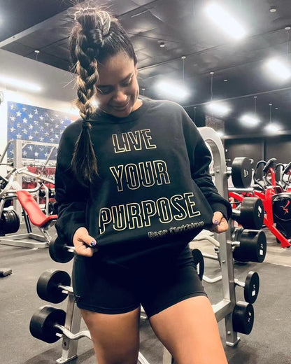 Fall Live Your Purpose Gold Print Unisex crewneck.