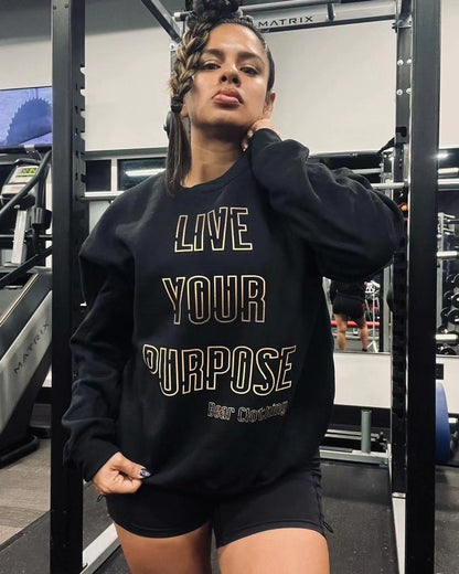 Fall Live Your Purpose Gold Print Unisex crewneck.