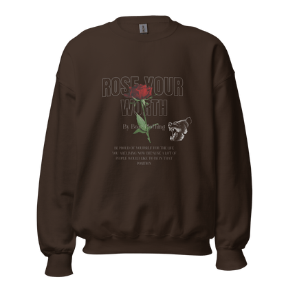 Fall Rose Your Worth Unisex Crewneck Sweatshirt Hoodie - Bearclothing