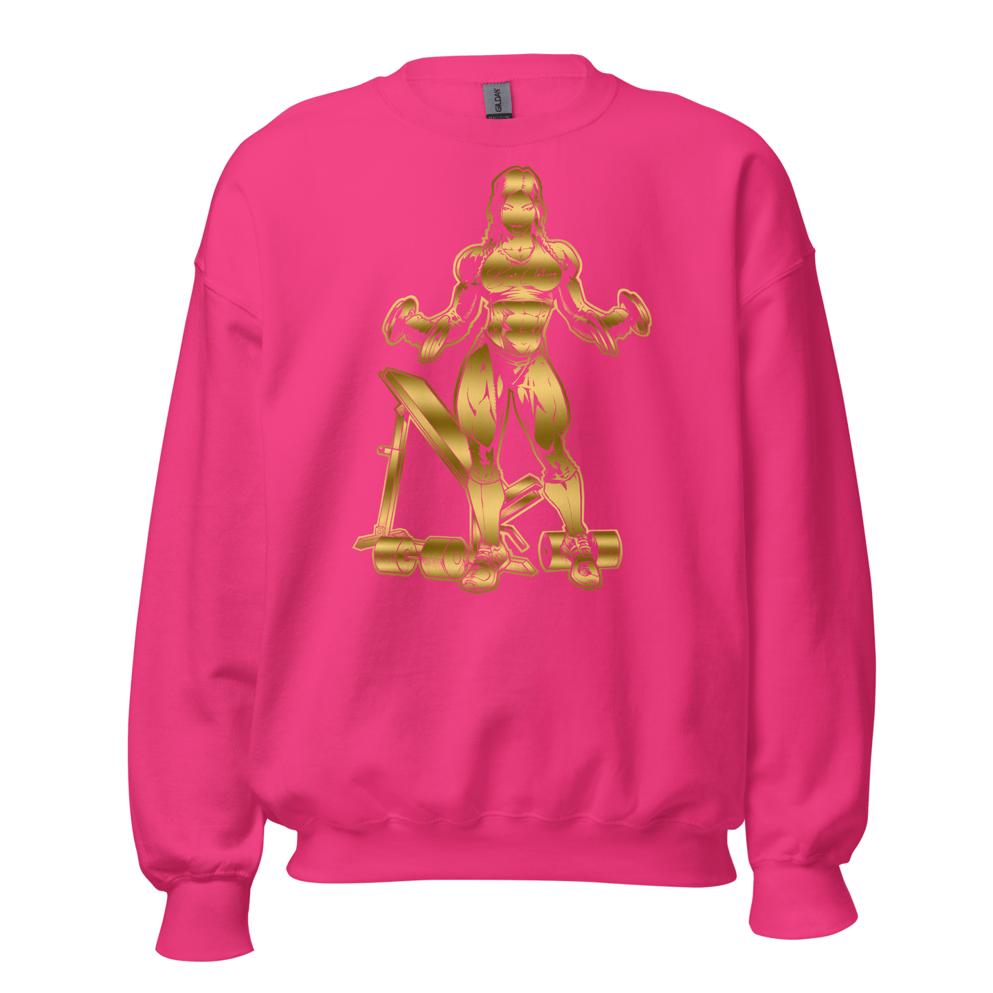 Fall strong women gold print crewneck hoodie - Bearclothing