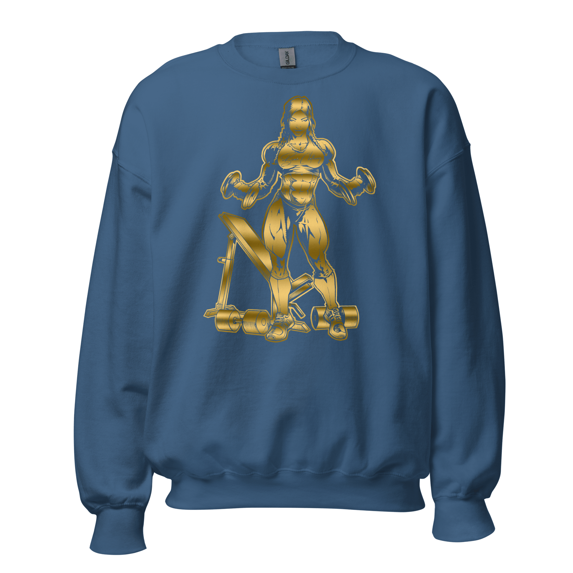 Fall strong women gold print crewneck hoodie - Bearclothing