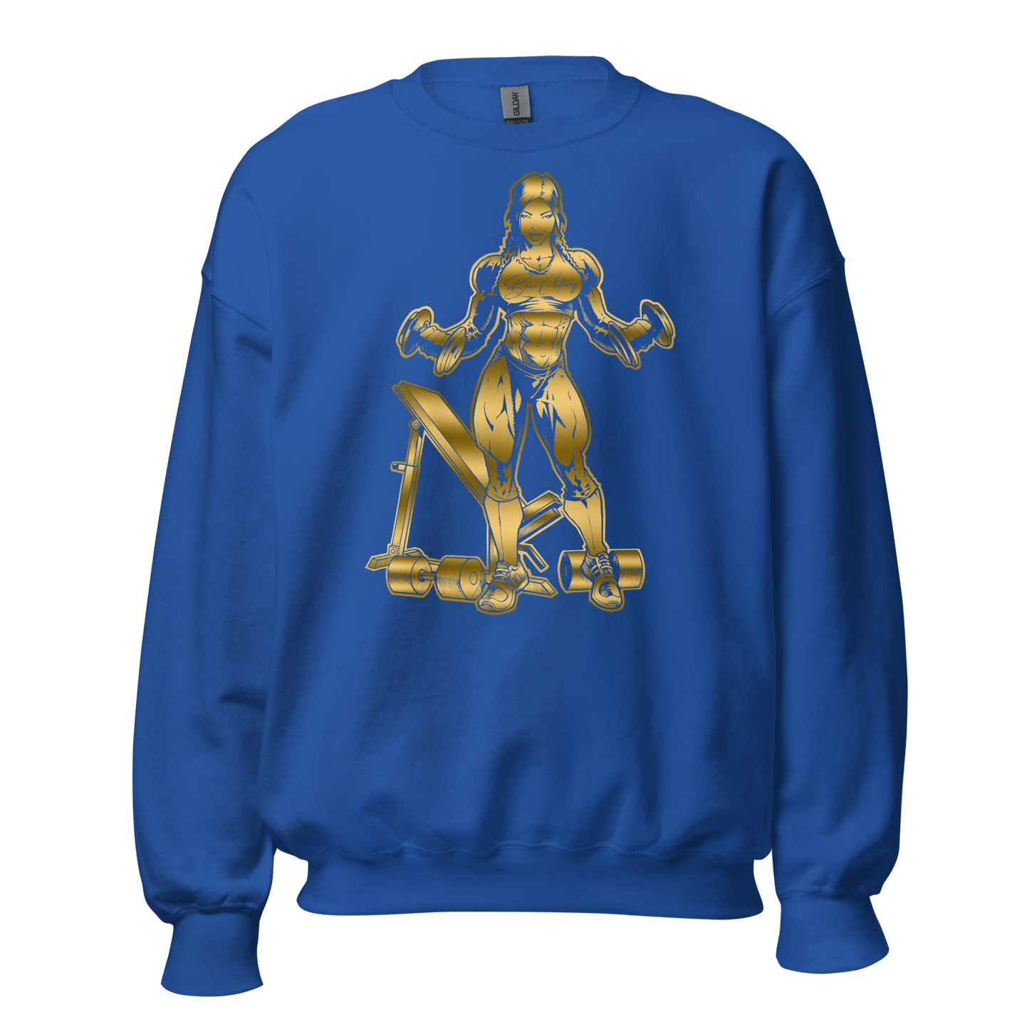 Fall strong women gold print crewneck hoodie - Bearclothing