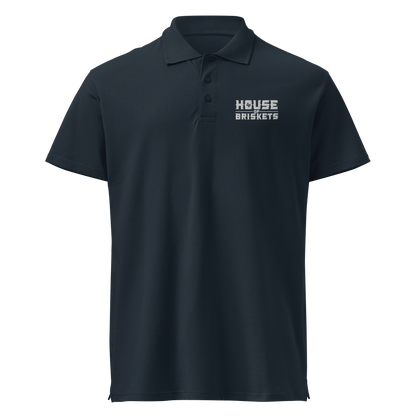 House Of Briskets White Thread Premium pique polo shirt - Bearclothing