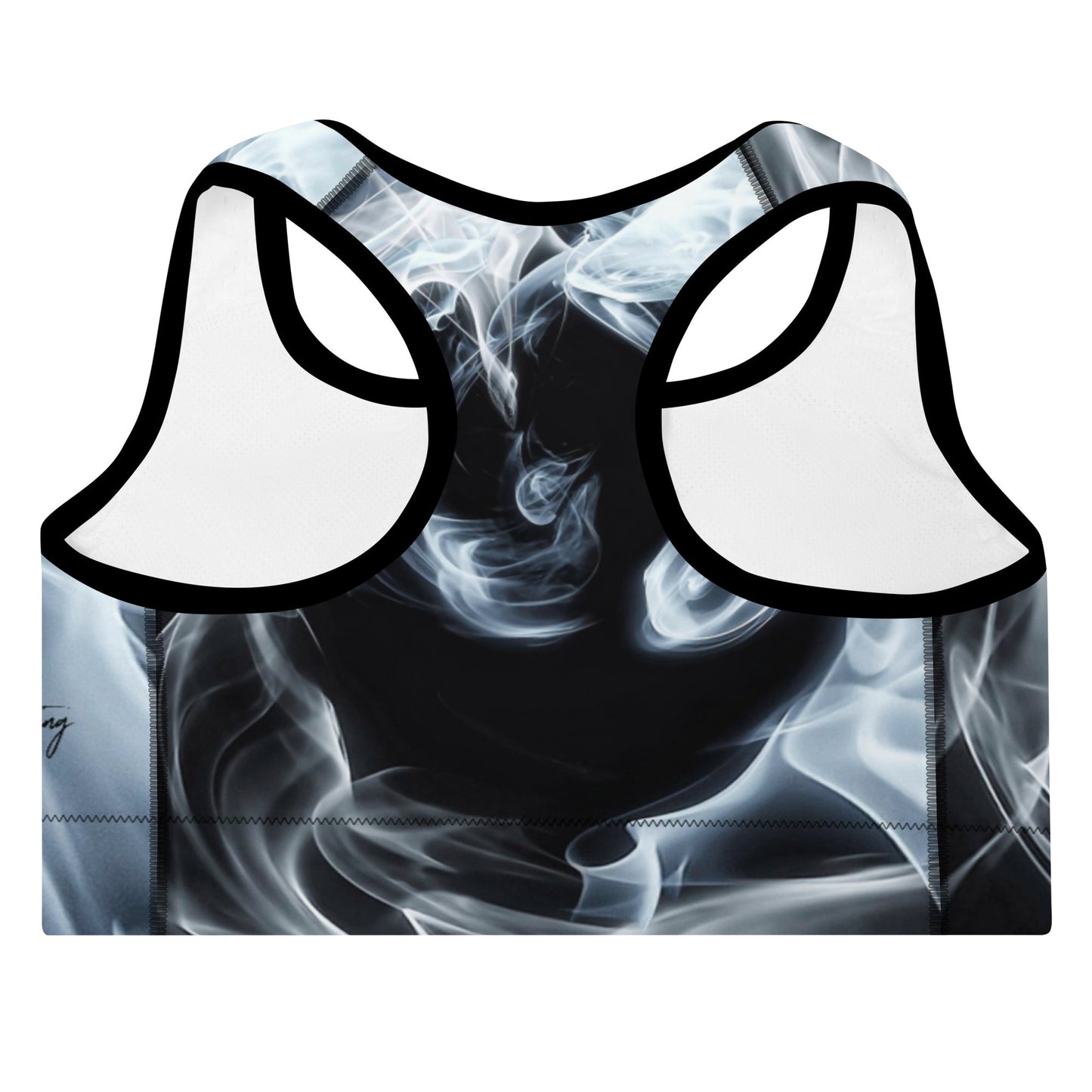 yoga smoke Padded Sports Bra with Black Signature Print - Bearclothing