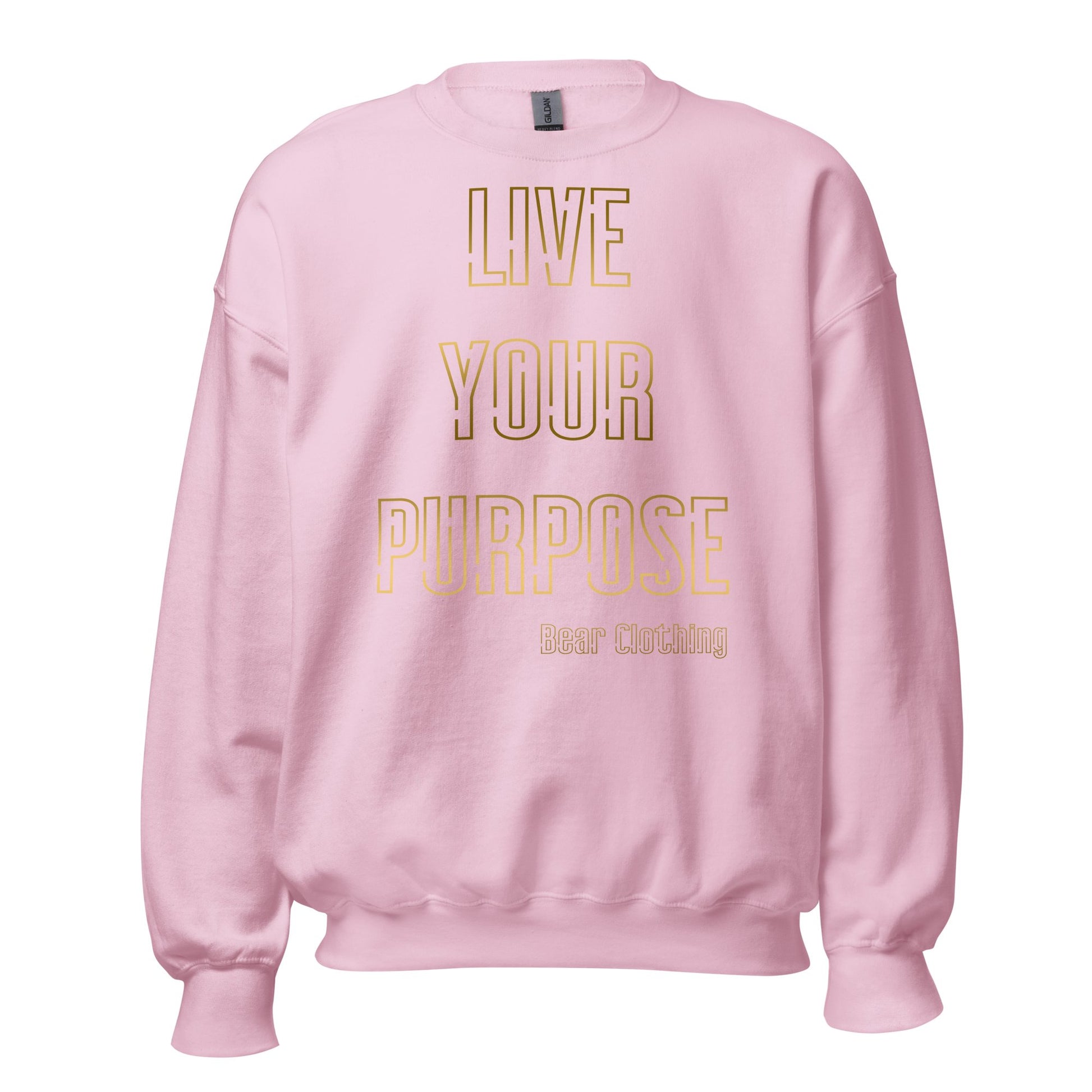 Fall Live Your Purpose Gold Print Unisex crewneck. - Bearclothing