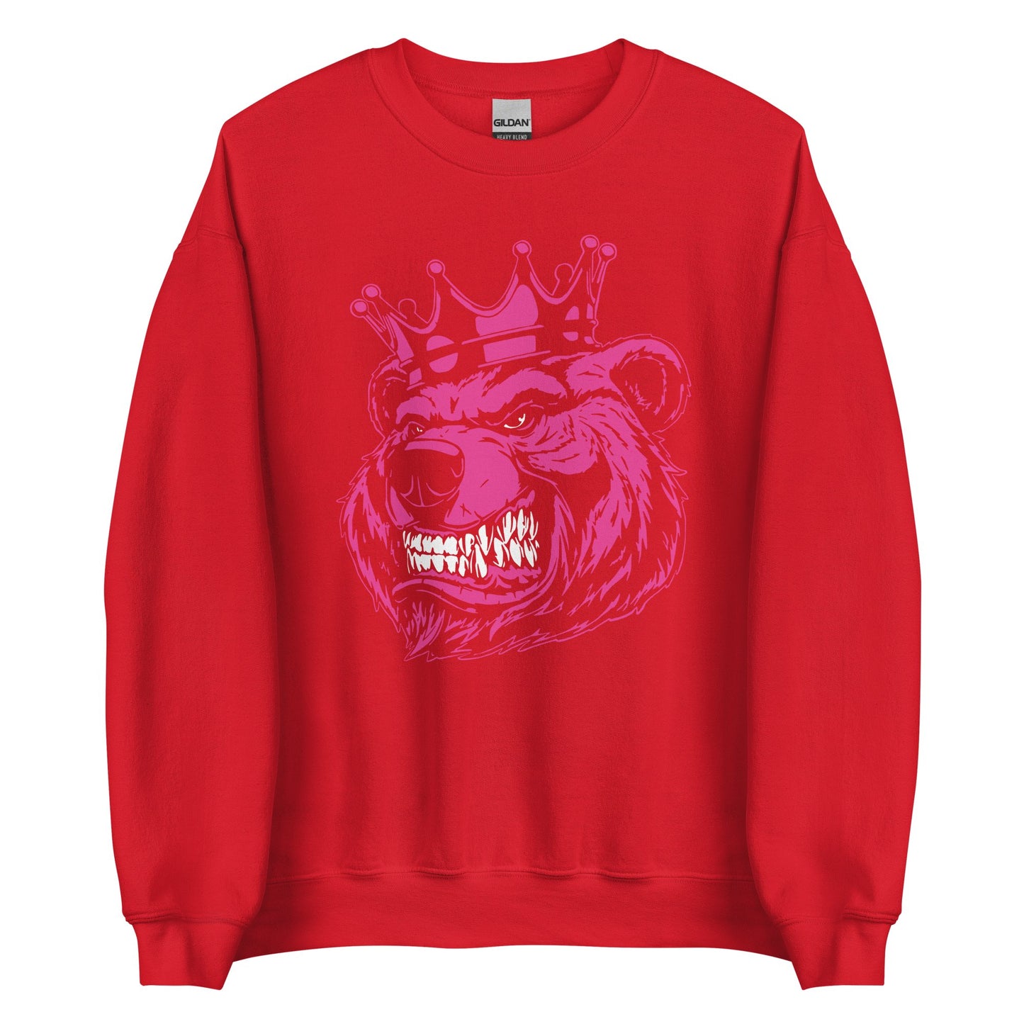 Pink Print Bear with Crown Sweatshirt - Bearclothing