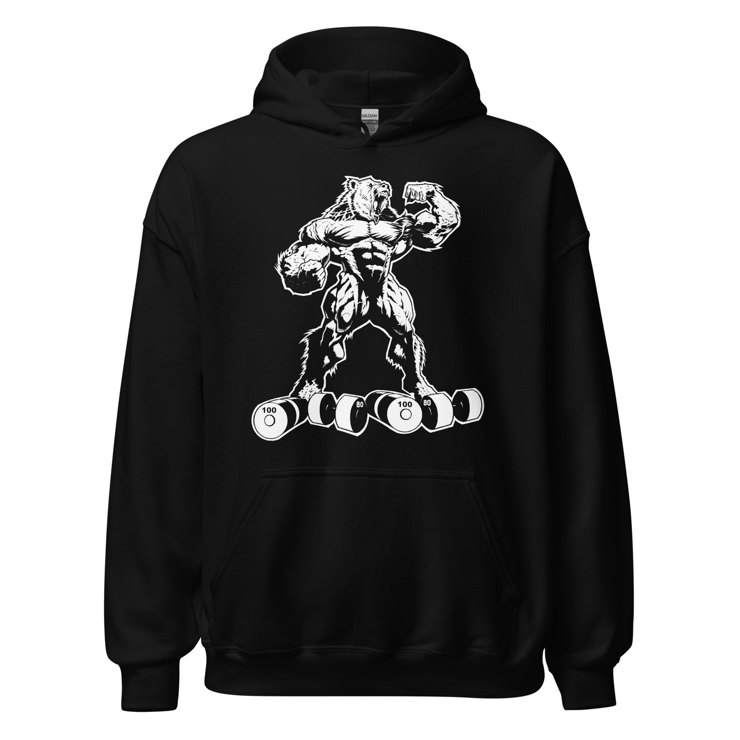 Fall White Bear Strong Print Hoodie