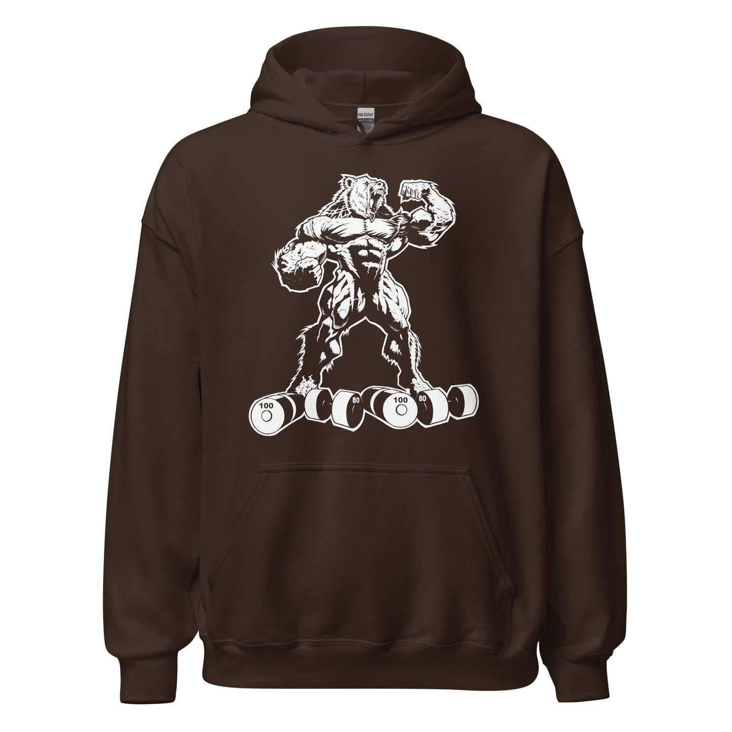 Fall White Bear Strong Print Hoodie